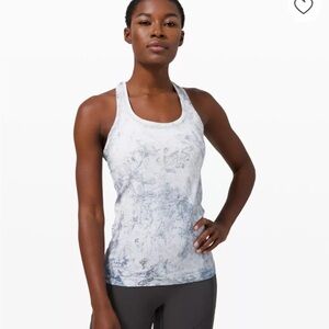 Lululemon Athletica Swiftly Tech Marble Tank Top in Blue and White